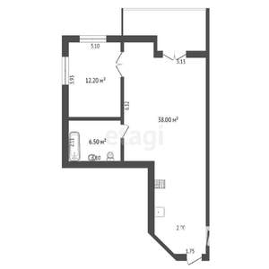 2-к квартира, вторичка, 57м2, 5/8 этаж