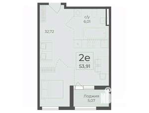 2-к квартира, вторичка, 54м2, 9/15 этаж