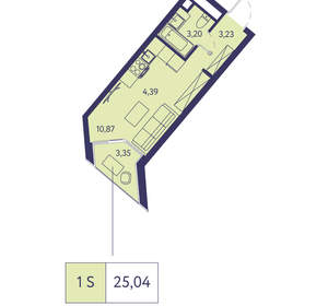 1-к квартира, вторичка, 25м2, 12/20 этаж