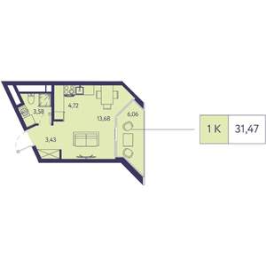 Студия квартира, вторичка, 31м2, 11/20 этаж