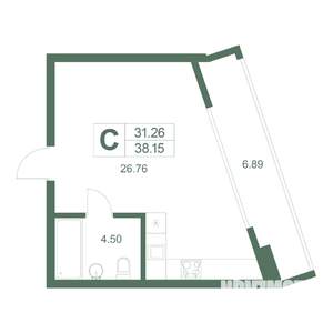 Студия квартира, строящийся дом, 38м2, 2/9 этаж