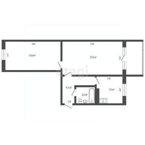 2-к квартира, вторичка, 43м2, 1/5 этаж