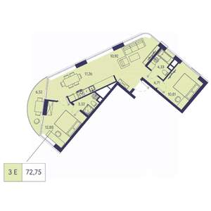 3-к квартира, вторичка, 73м2, 3/23 этаж