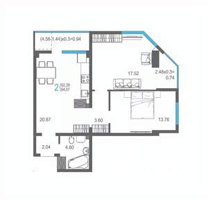 2-к квартира, вторичка, 64м2, 13/17 этаж