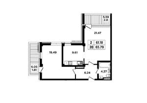 2-к квартира, вторичка, 66м2, 4/8 этаж