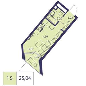 Студия квартира, вторичка, 25м2, 13/20 этаж