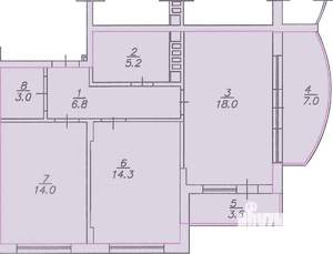 2-к квартира, вторичка, 72м2, 1/3 этаж