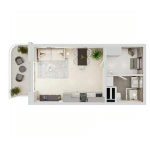 Студия квартира, строящийся дом, 42м2, 4/19 этаж