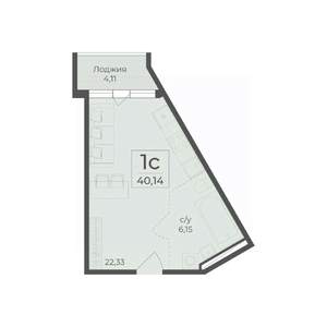 Студия квартира, вторичка, 40м2, 5/18 этаж