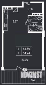 1-к квартира, вторичка, 55м2, 2/8 этаж