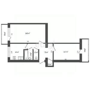 2-к квартира, вторичка, 53м2, 4/5 этаж