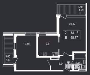 3-к квартира, вторичка, 66м2, 7/8 этаж