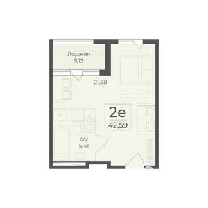 2-к квартира, вторичка, 43м2, 2/15 этаж