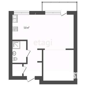 1-к квартира, вторичка, 35м2, 3/3 этаж