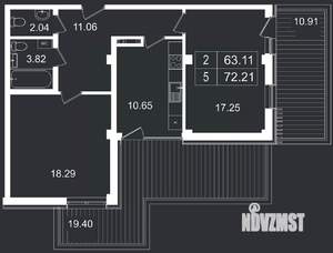 2-к квартира, вторичка, 72м2, 1/8 этаж