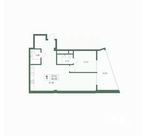 1-к квартира, вторичка, 80м2, 3/9 этаж