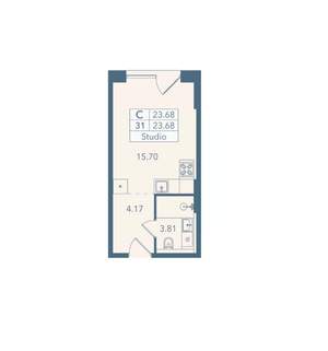 Студия квартира, вторичка, 24м2, 2/8 этаж
