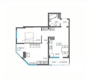 2-к квартира, вторичка, 64м2, 10/17 этаж