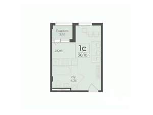 Студия квартира, вторичка, 39м2, 6/15 этаж