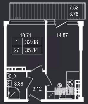 1-к квартира, вторичка, 36м2, 3/8 этаж